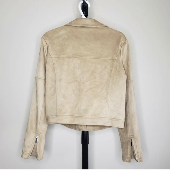 HALSTON suede tan moto jacket - Picture 3 of 3